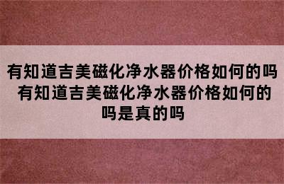 有知道吉美磁化净水器价格如何的吗 有知道吉美磁化净水器价格如何的吗是真的吗